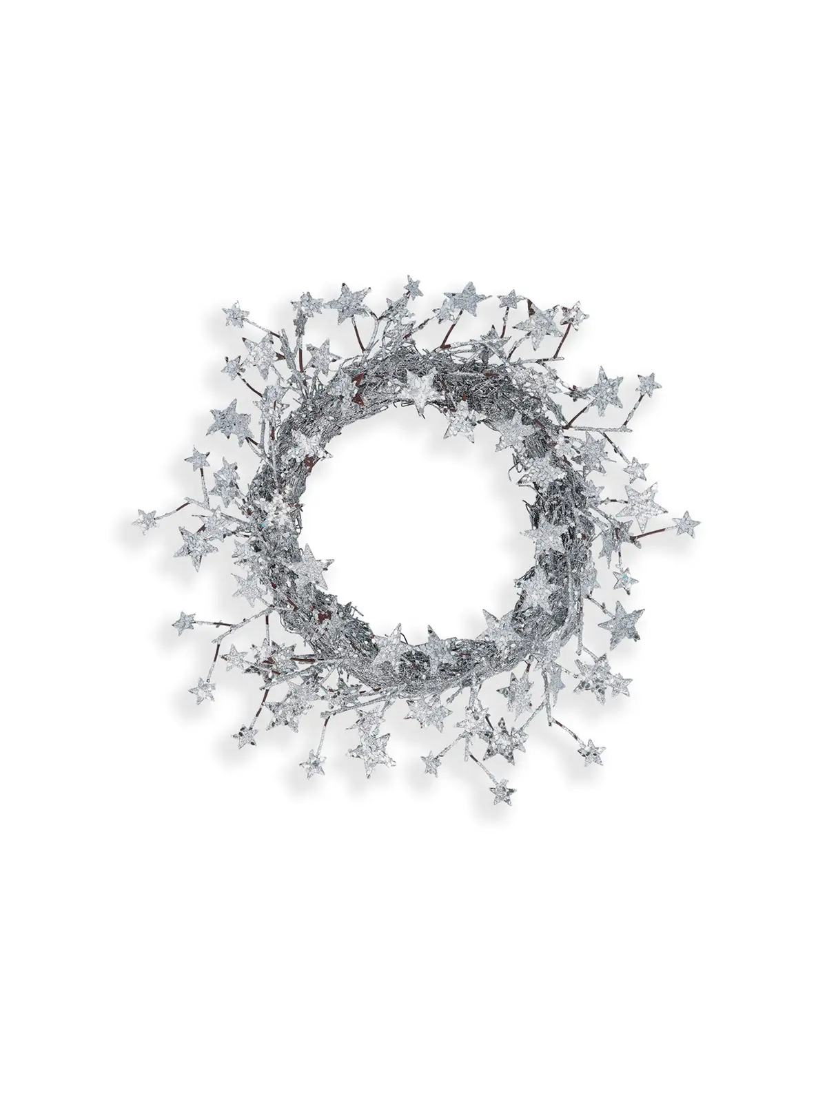 Silver Glitter Star Christmas Wreath 1