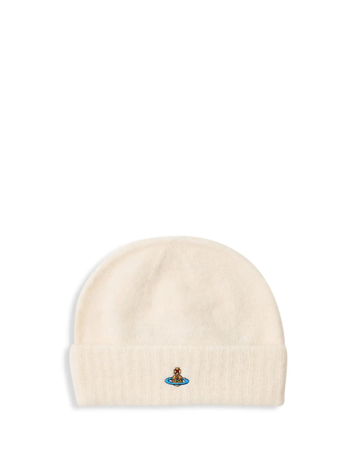 Fluffy Mohair Mix Beanie In White 1