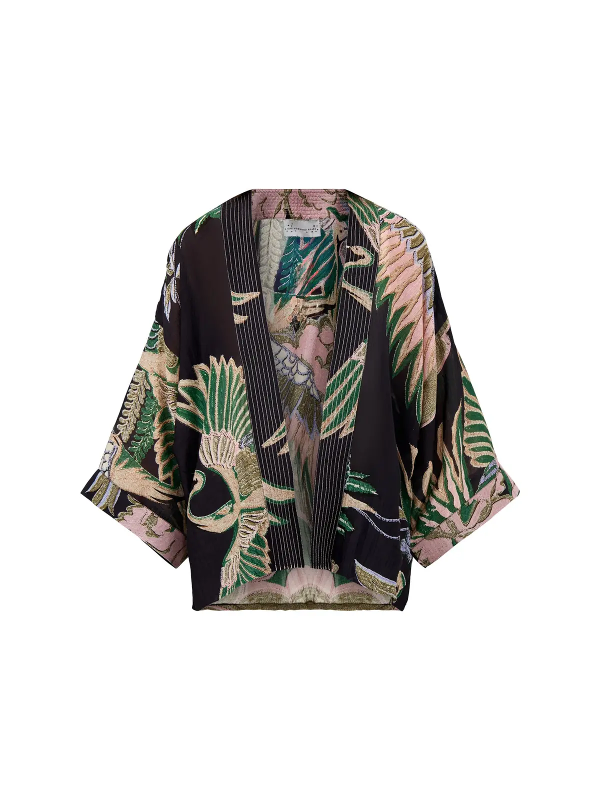 Crane Short Kimono Emerald 1