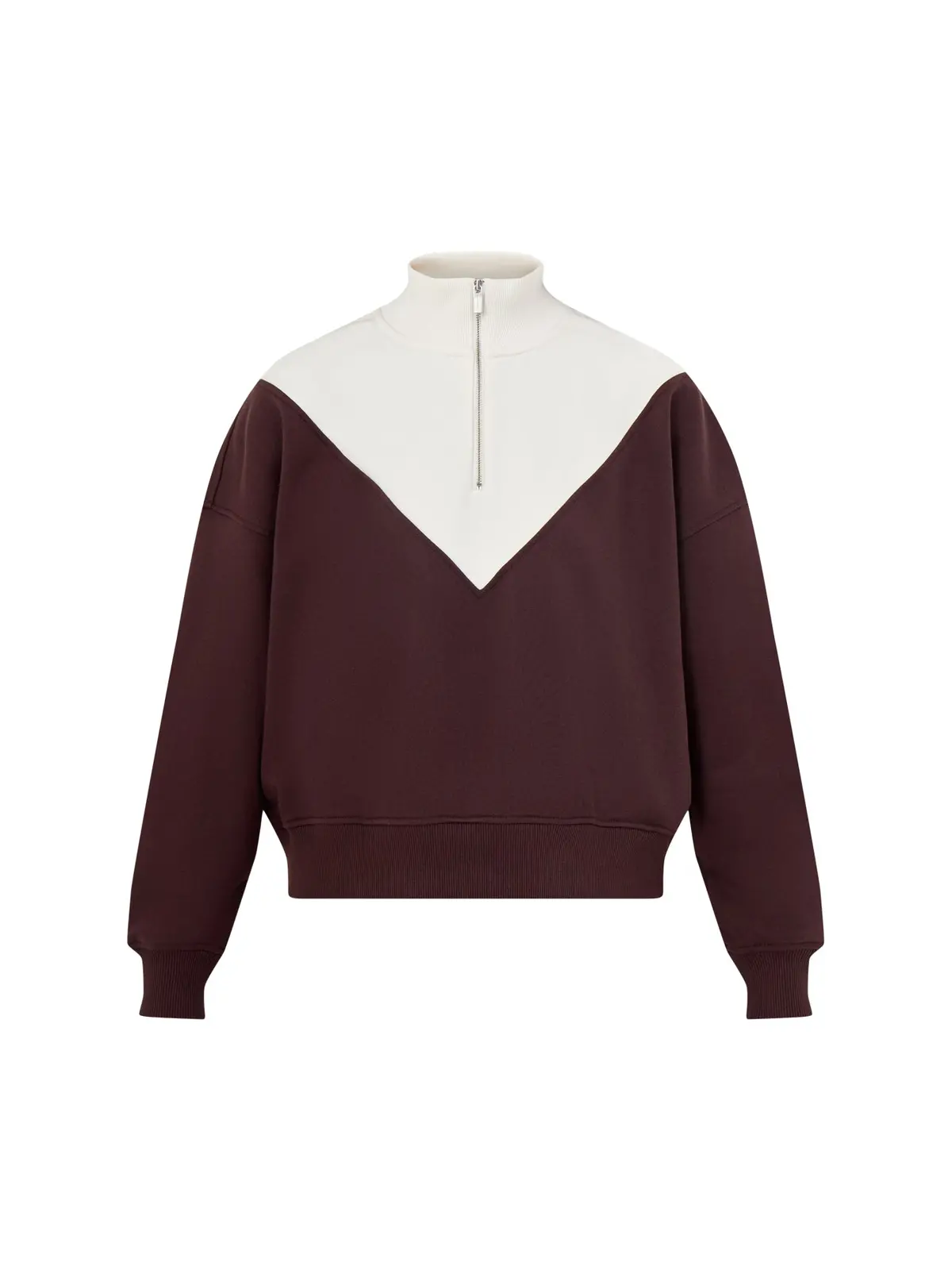 Revive Crop Half Zip Sweatshirt Sablebrown Lilywhite 1