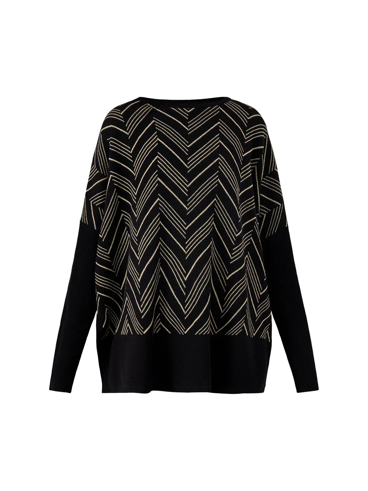 Mafeluca Lurex Jacquard Long Sleeve Top Black 1