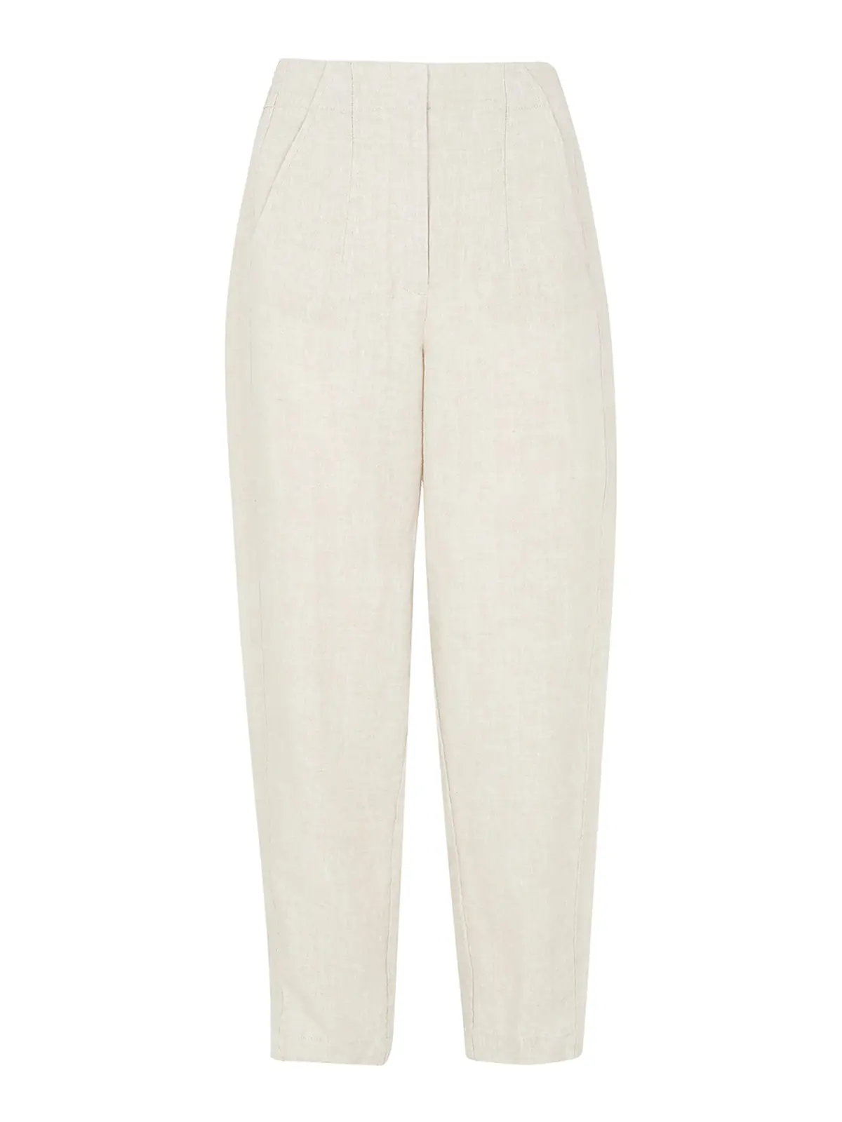 Oatmeal Linen Barrel Leg Trouser 1
