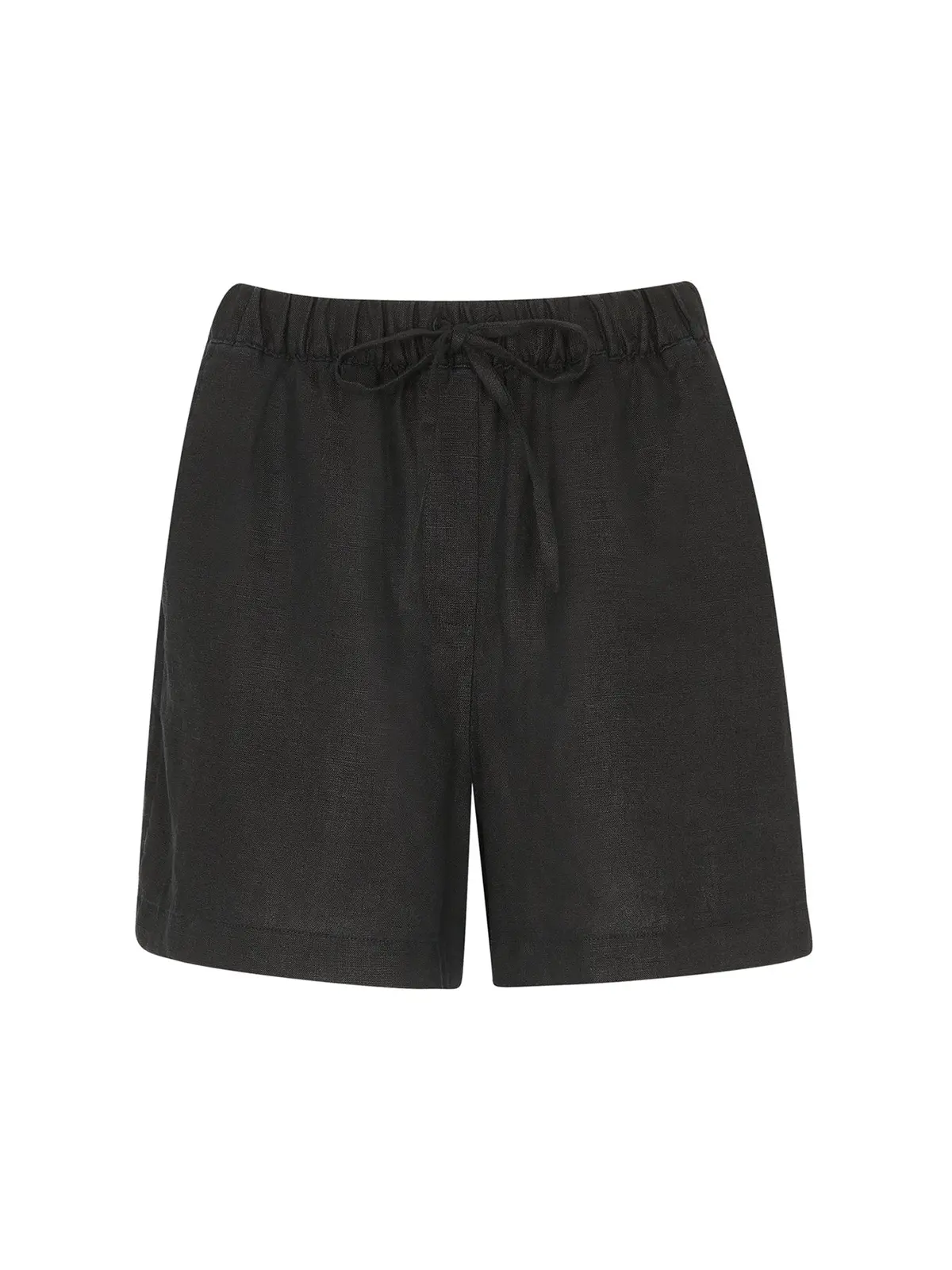 Black Linen Elasticated Short 1