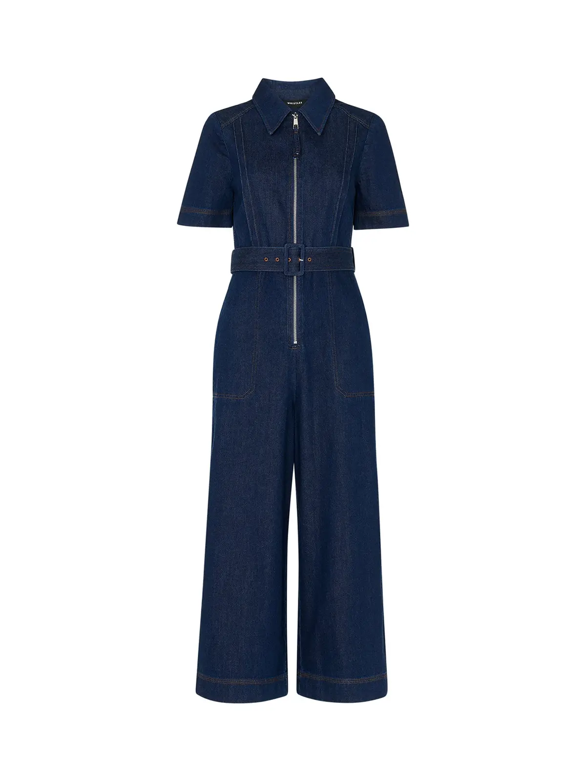 Denim Denim Pintuck Belted Jumpsuit 1