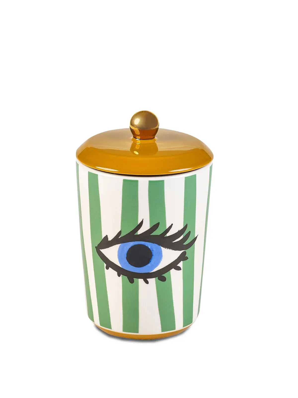 Electric Coast Green Striped Eye Print Storage Jar 1