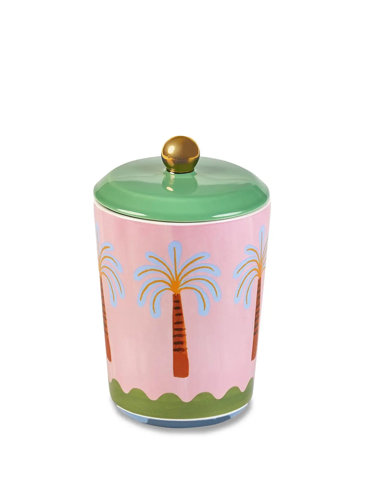 Electric Coast Pink Palm Print Storage Jar 1