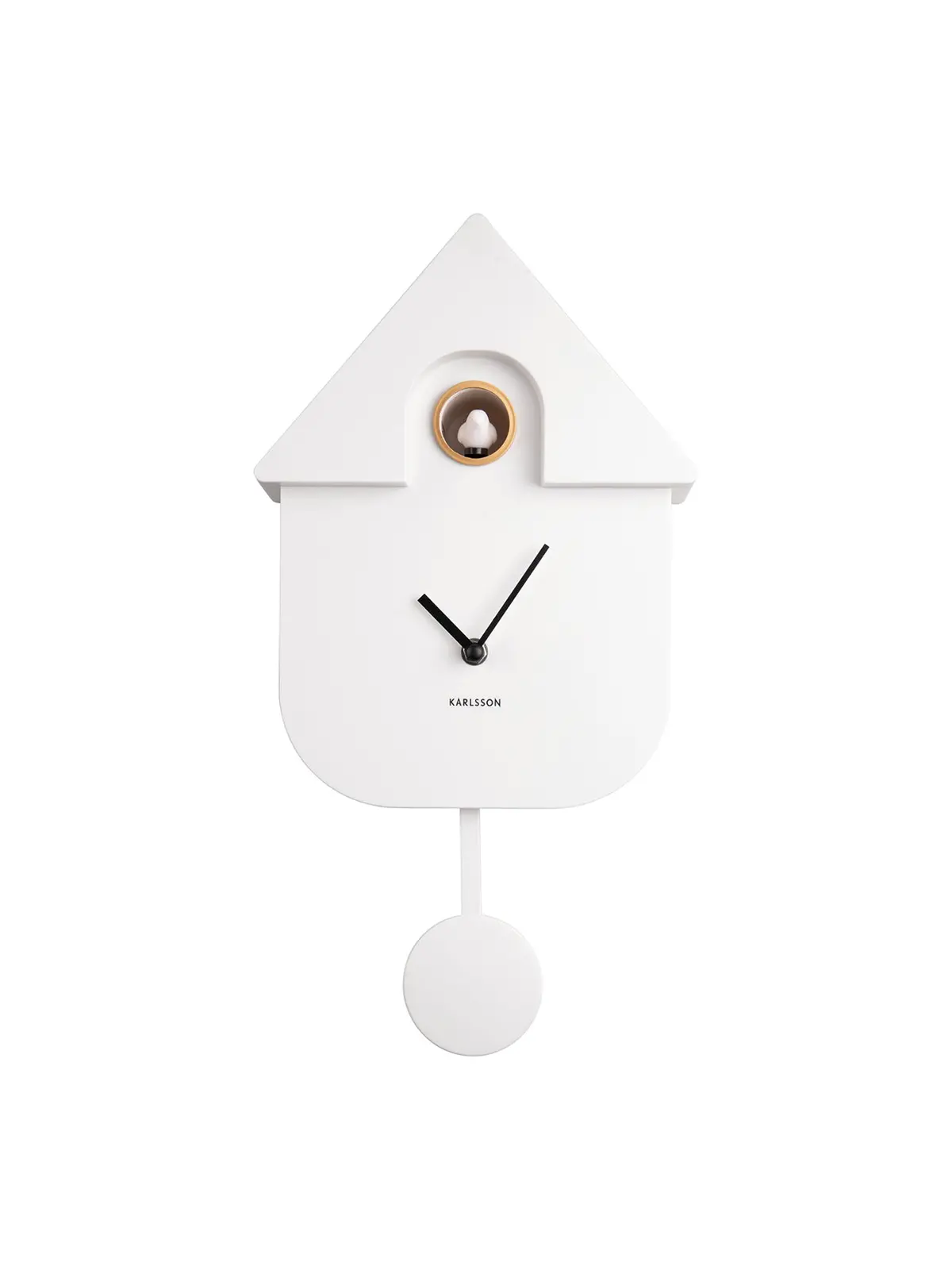 White Wall Clock Modern Cuckoo Abs 1