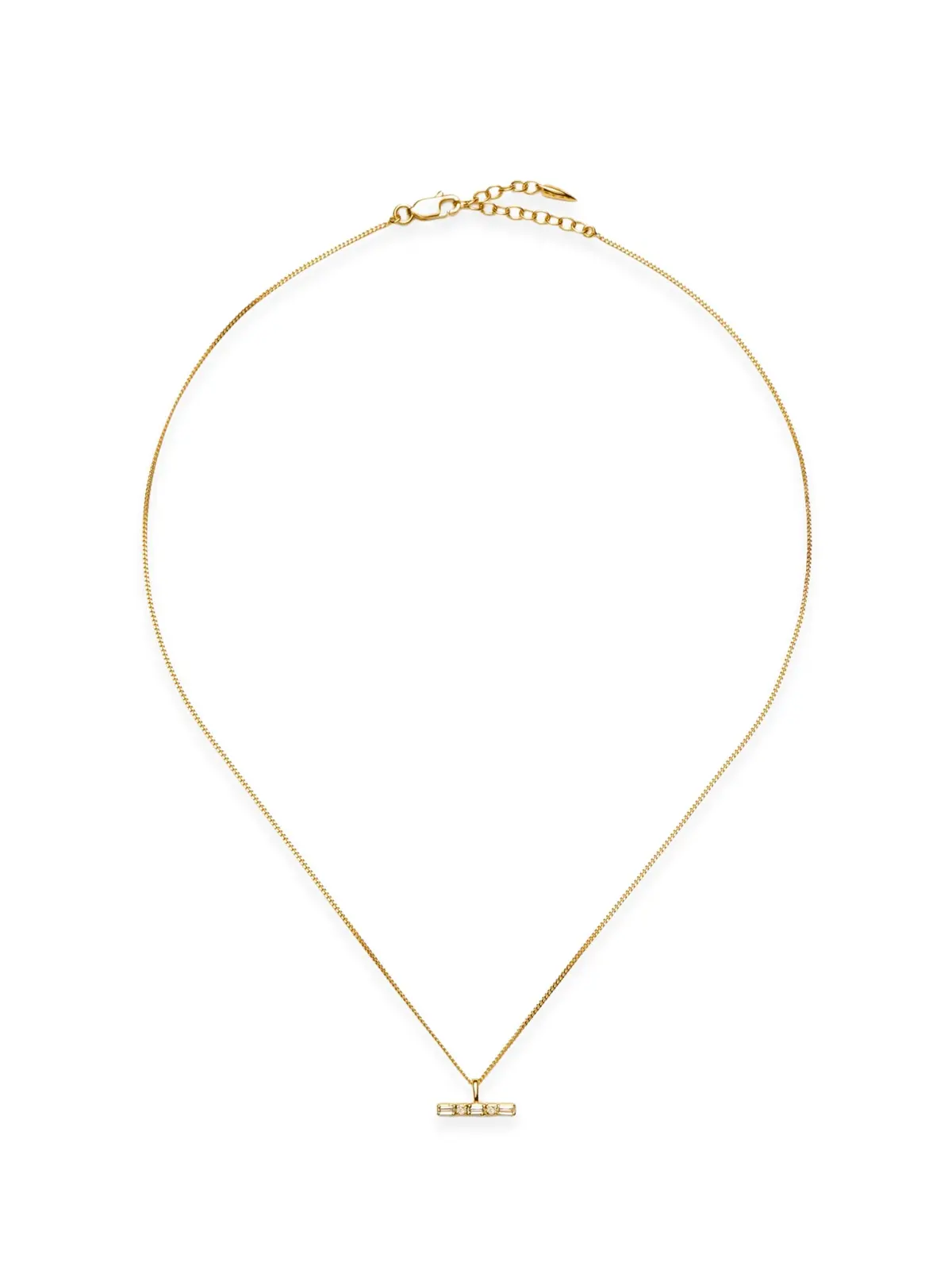 Lucy Williams T-Bar Stone Pendant Necklace Gold 1