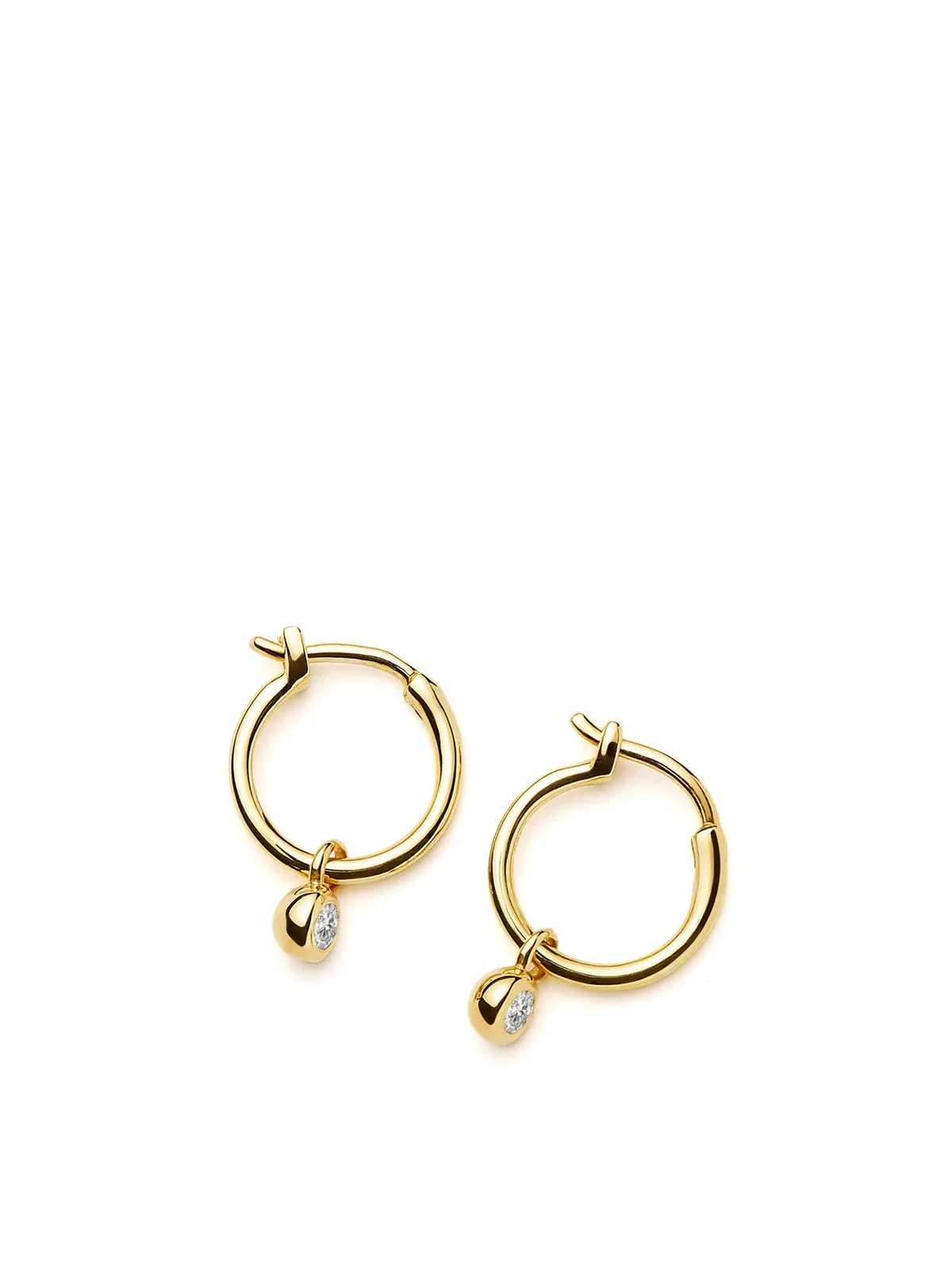 Tennis Charm Mini Hoop Earrings Gold 1