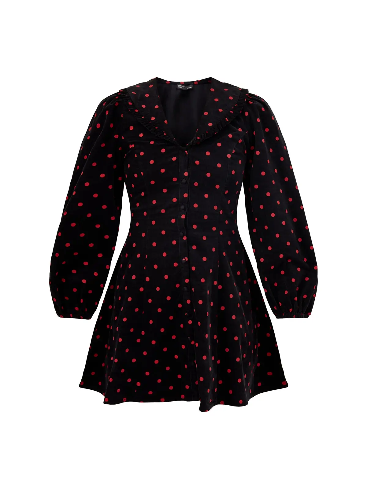Cord Spot Mini Dress Black 1