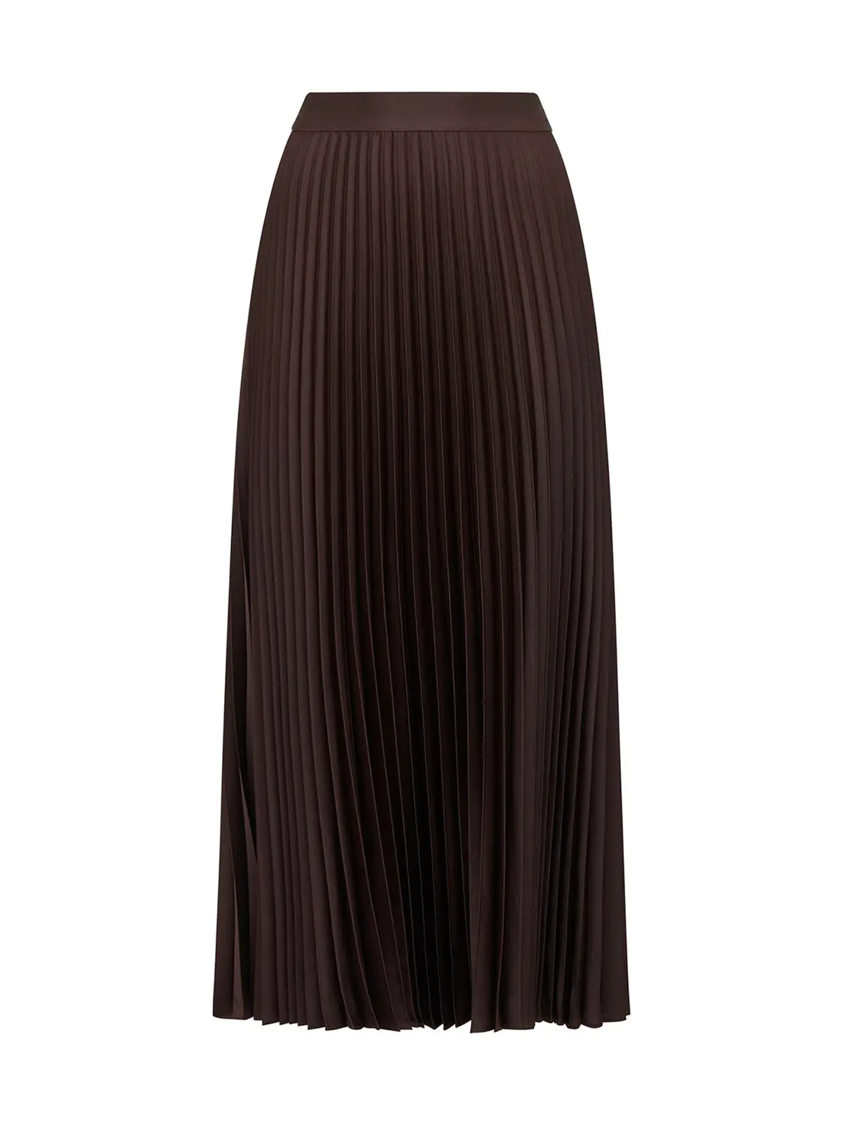 Estelle Satin Pleated Midi Skirt Chocolate 1