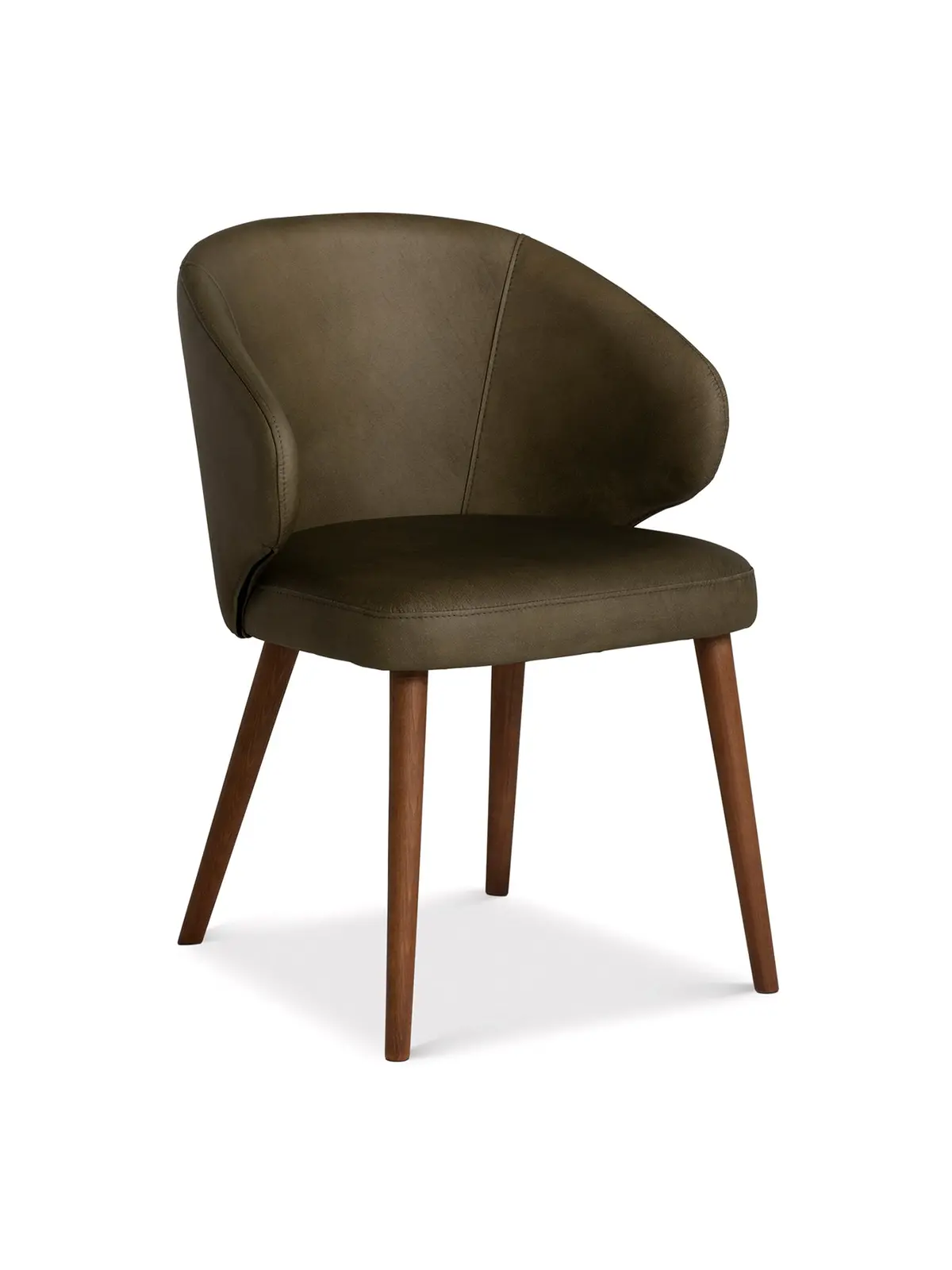 Minerva Green Leather Curved Dining Chair 1